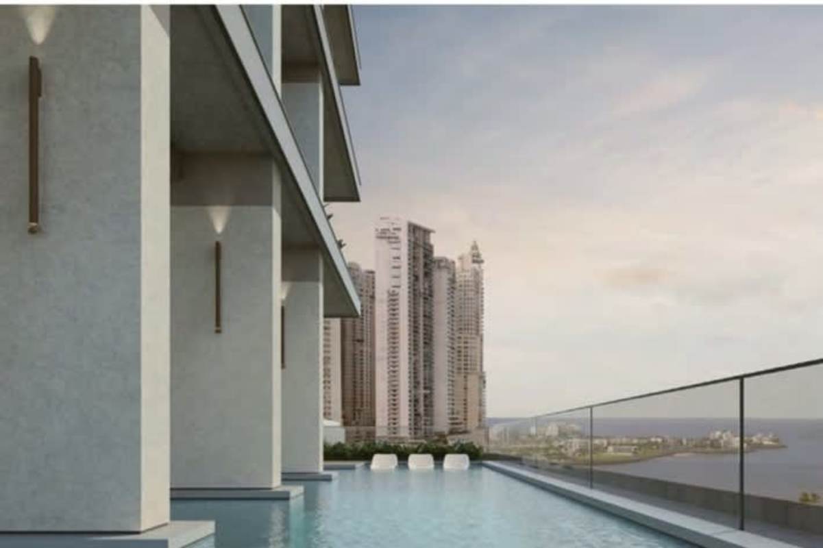 Luxury rooftop infinity pool with ocean and Panama City skyline views at PH Pacific Hub