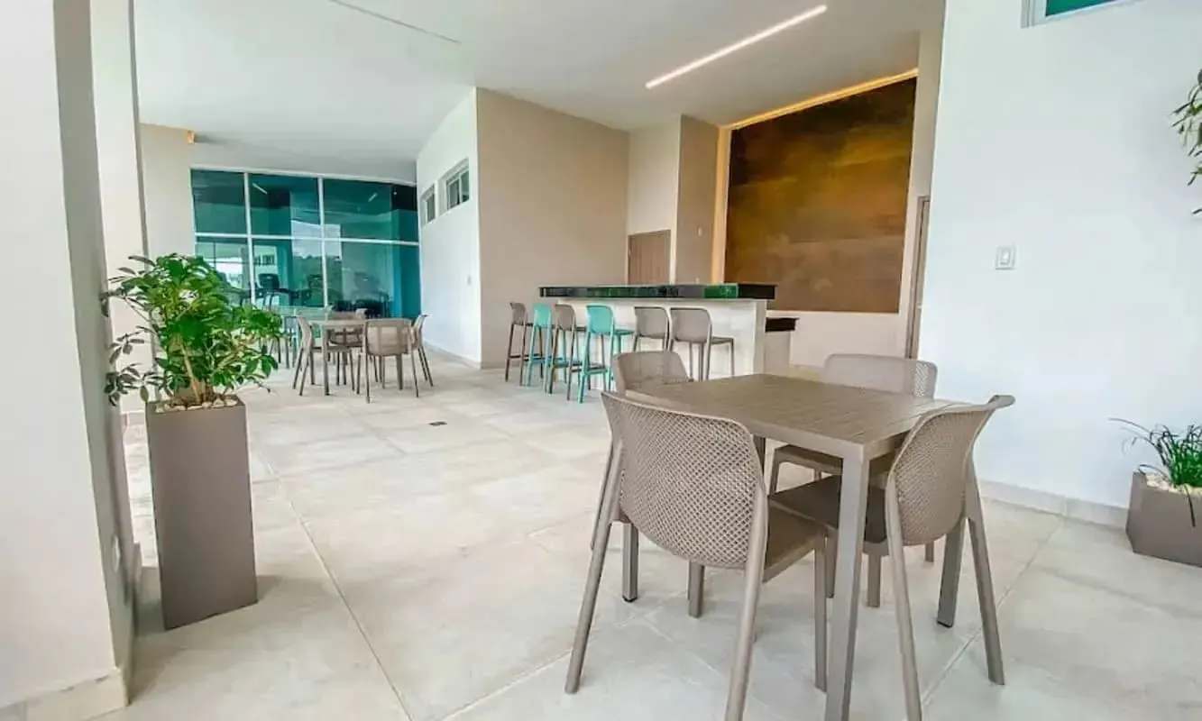 Infinity pool area with skyline view at Coral Plaza new project in Villa de las Fuentes Panama City