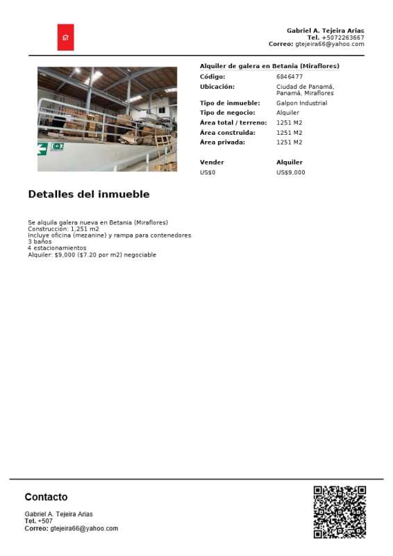 Warehouse with mezzanine level, loading ramp, and concrete floors for sale Betania Panama