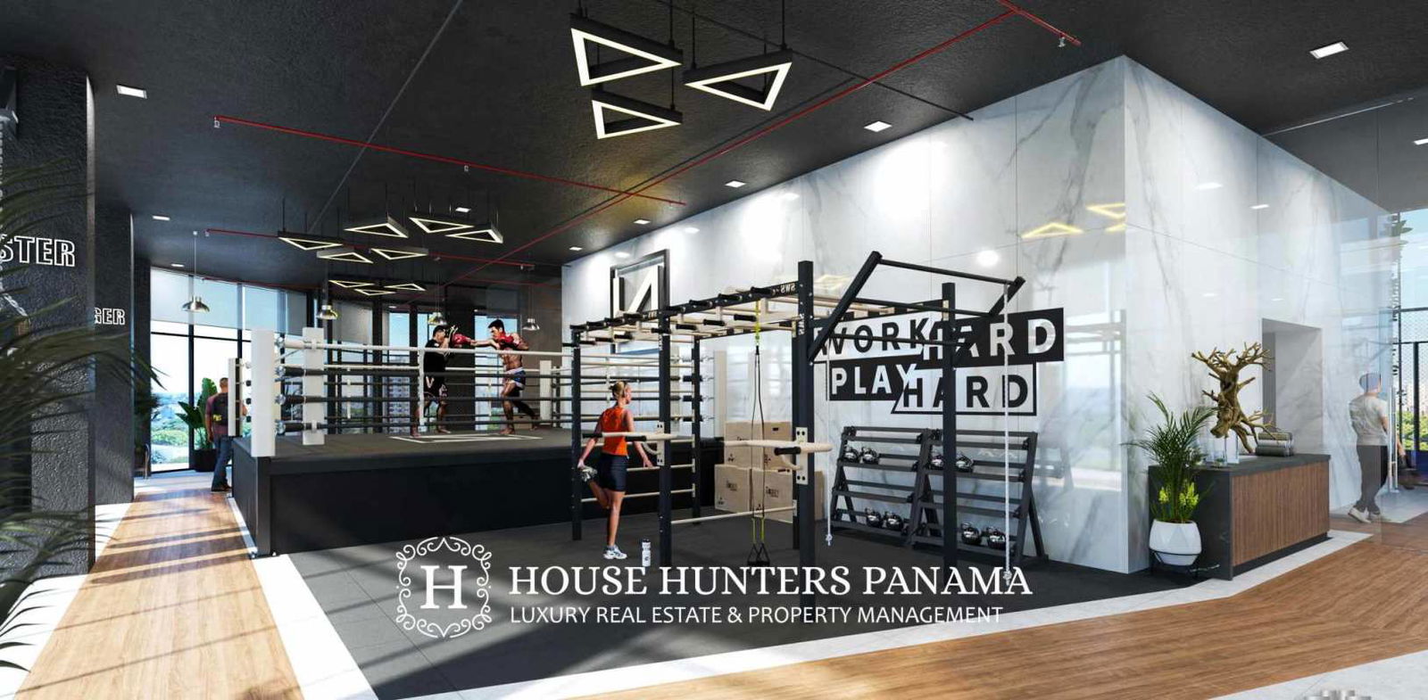 Luxury apartment kitchen with marble and wood finishes PH Next Panama