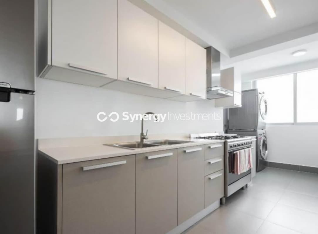 Balcony with glass railings panoramic city skyline view Bella Vista apartment for rent Panama