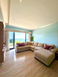 Modern kitchen with granite countertops in beachfront Punta Caelo apartment San Carlos Panama