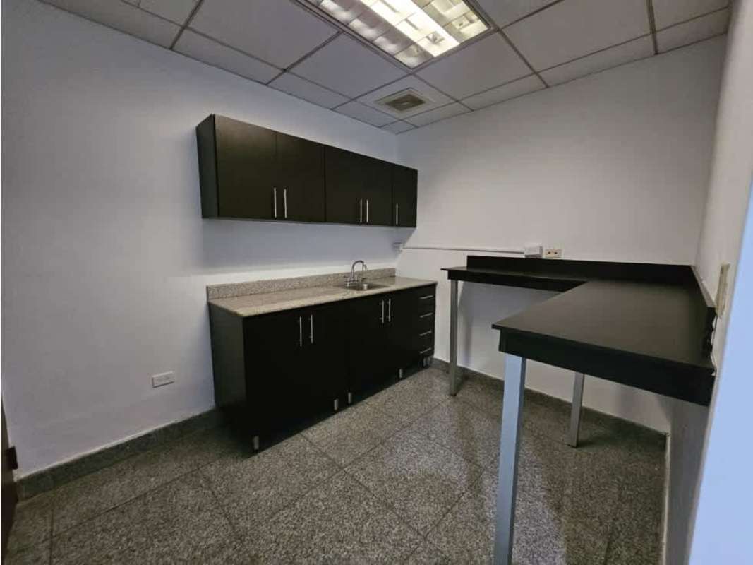 Compact kitchenette with granite counters in PH Global Bank Office Panama City