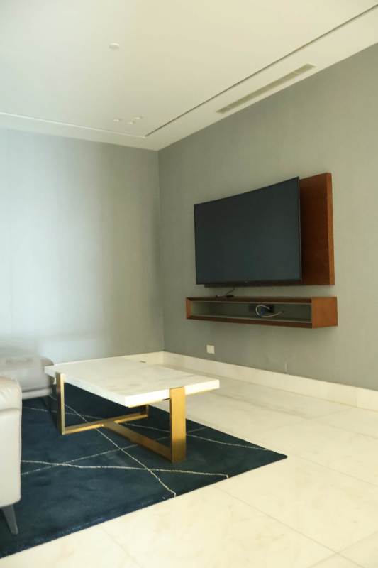 Elegant master bedroom with ocean view and marble floors at PH The Residences Punta Pacífica Panama