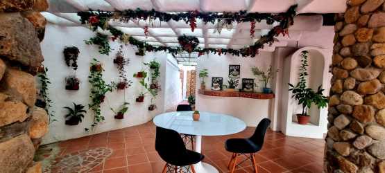 Large lawn, Mediterranean villa, palm trees, gazebo in vacation villa rental Panama