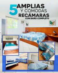 Five large bedrooms with ensuite baths comfortable furnishings at country finca Las Uvas San Carlos Panama