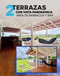 Panoramic terraces with barbecue area, bar and hammocks perfect for outdoor living at finca Las Uvas San Carlos Panama