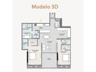 Modern 3-bedroom apartment layout with terrace and laundry Explora Panama Pacifico