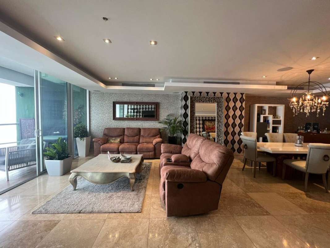 Spacious dining room with panoramic ocean views and marble floors PH BICSA Tower Panama