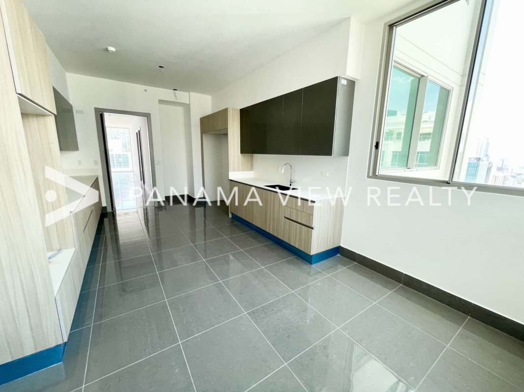 Contemporary kitchen with quartz countertops Pacific Point Tower 400 Punta Pacifica Panama