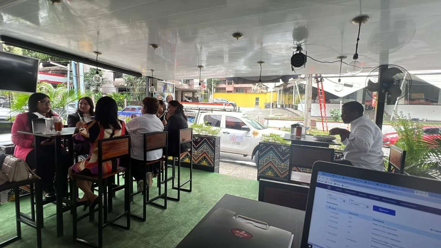 Restaurant interior llama mural artistic Peruvian decor dining area Panama