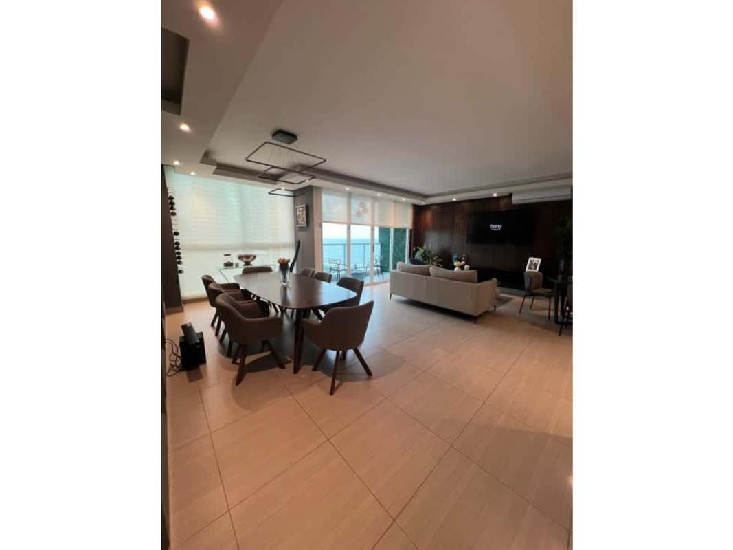 Furnished master bedroom large window city ocean view PH Asia Costa del Este