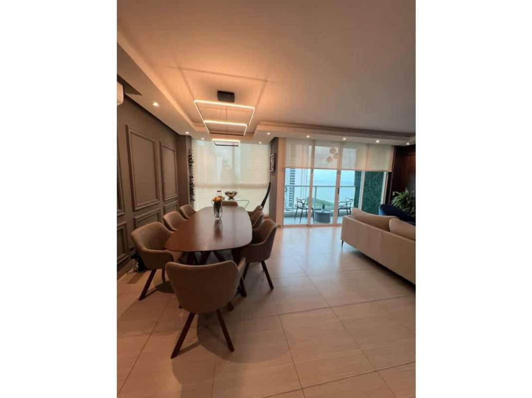 Elegant dining room ocean view luxury apartment PH Asia Costa del Este Panama