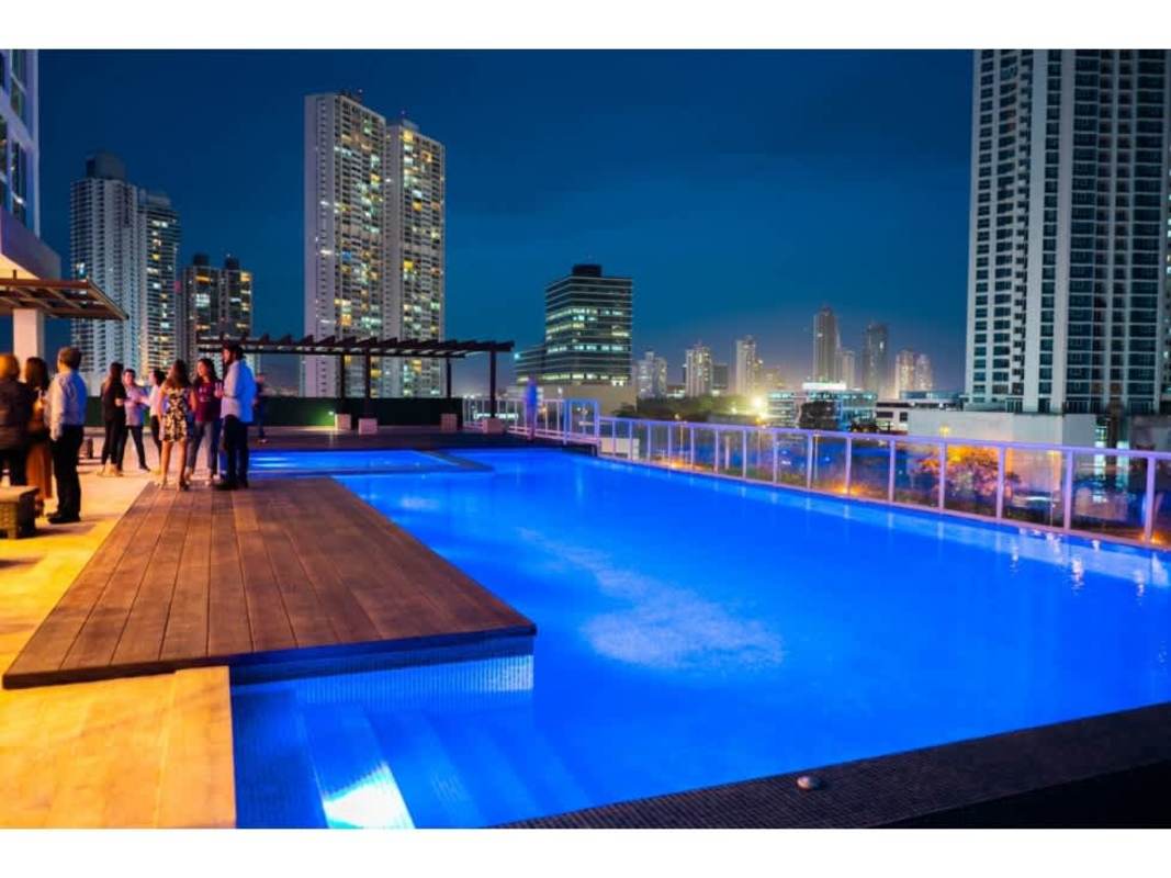 Bright living room with balcony access and skyline views at PH Asia Costa del Este Panama