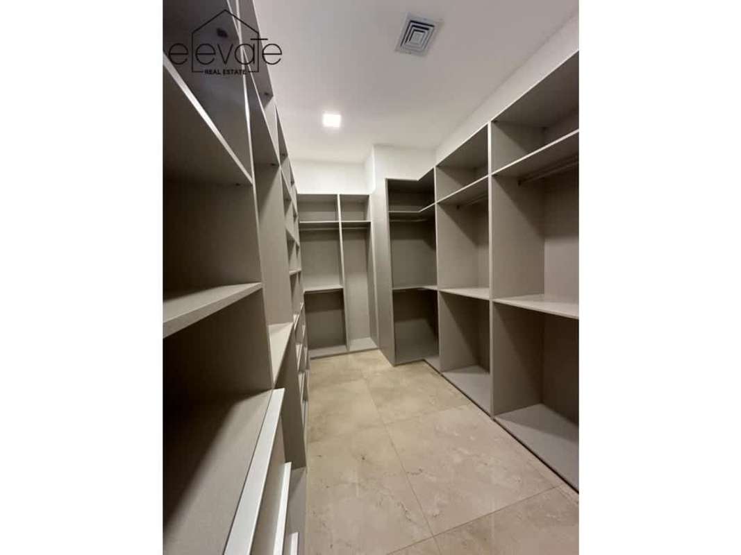 Bright master bedroom with panoramic ocean views in Gardens Punta Pacifica Panama City