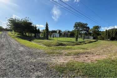 Fenced grassy residential lot panoramic view Las Uvas Panama