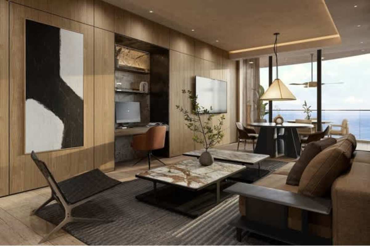 Modern bedroom with Panama skyline views in Costa del Este PH Santa María luxury apartment