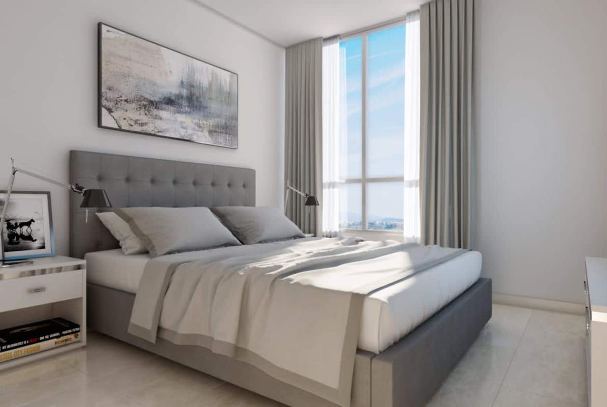 Modern high-rise condominium with landscaped entrance PH Panorama 360 Brisas del Golf Panama