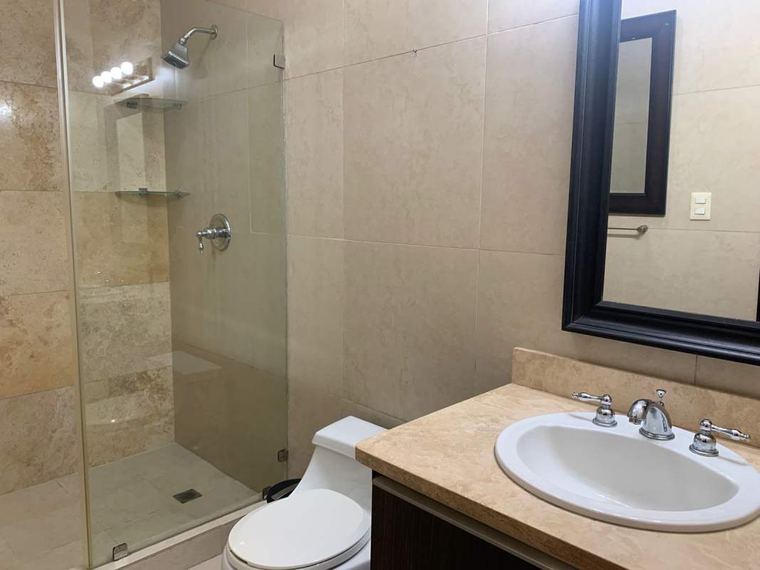 Master bedroom with ocean and skyline view in PH Rivage Tower Panama City