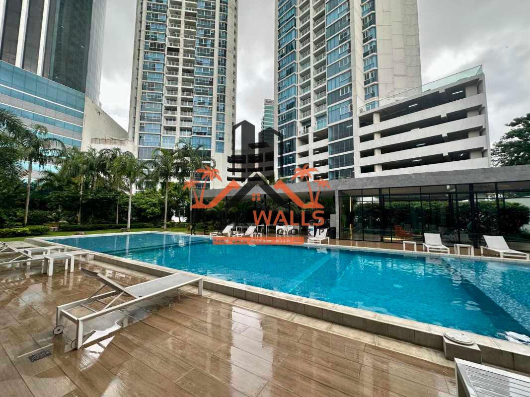 Private balcony with Pacific Ocean and city view in apartment at PH Country Club Costa del Este Panama