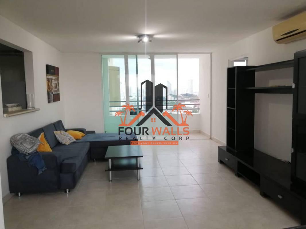 Living dining open space with tile floors and large windows in PH Majestic Garden Edison Park Panama