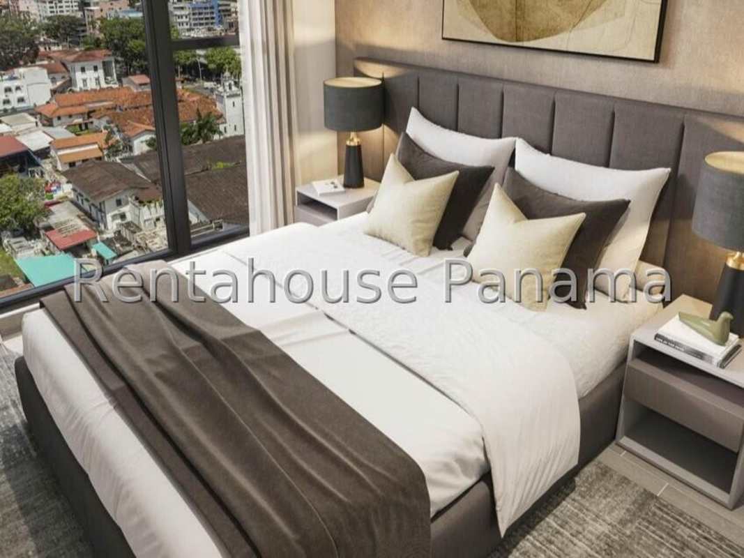 Compact modern kitchen with built-in stove and sleek cabinetry PH Bella Vista Residence Panama