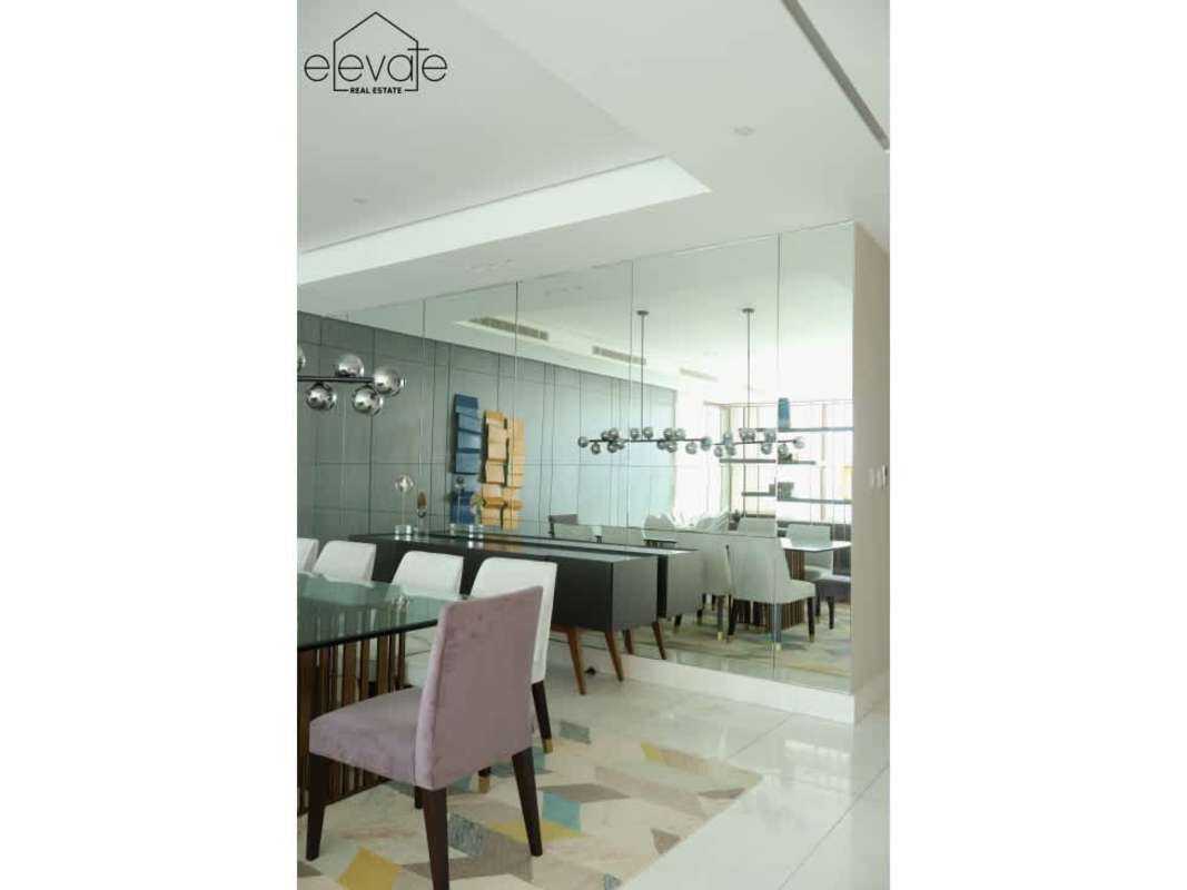 Modern dining room with panoramic ocean vista PH The Residences Punta Pacifica Panama