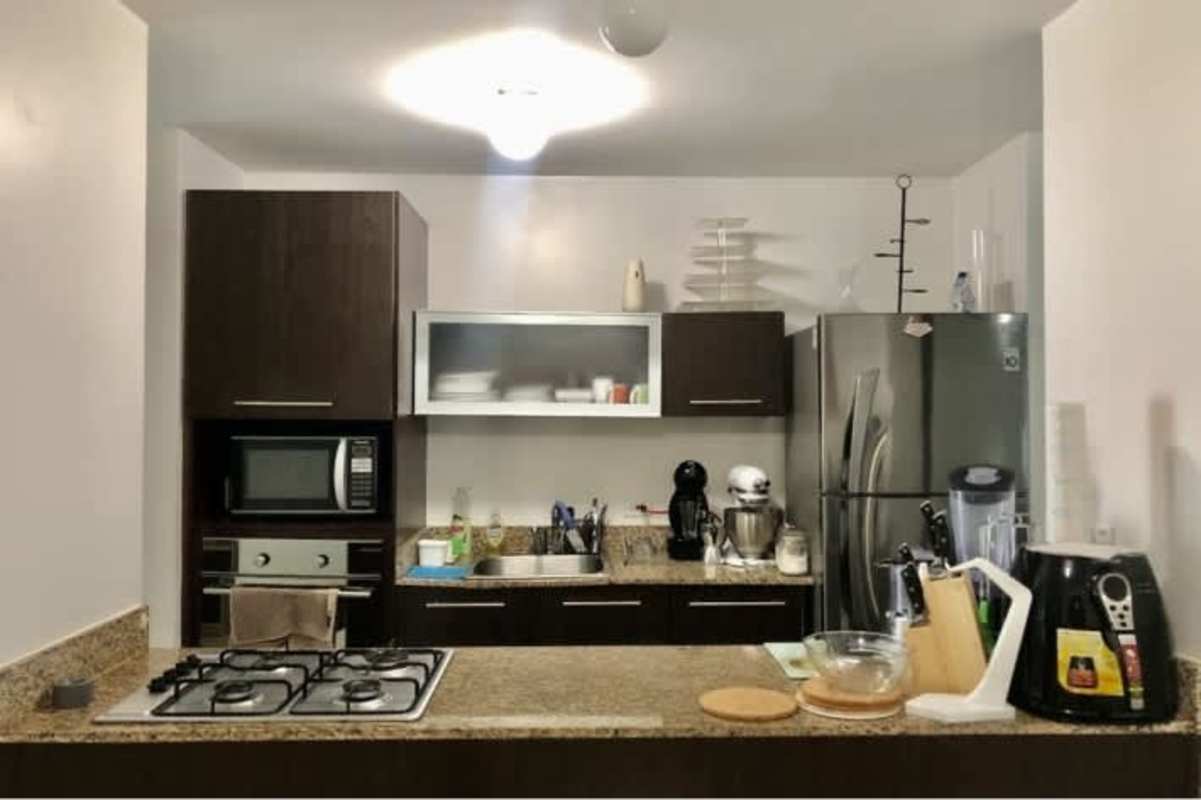 Fully equipped kitchen with granite countertops in PH Pijao Costa del Este Panama