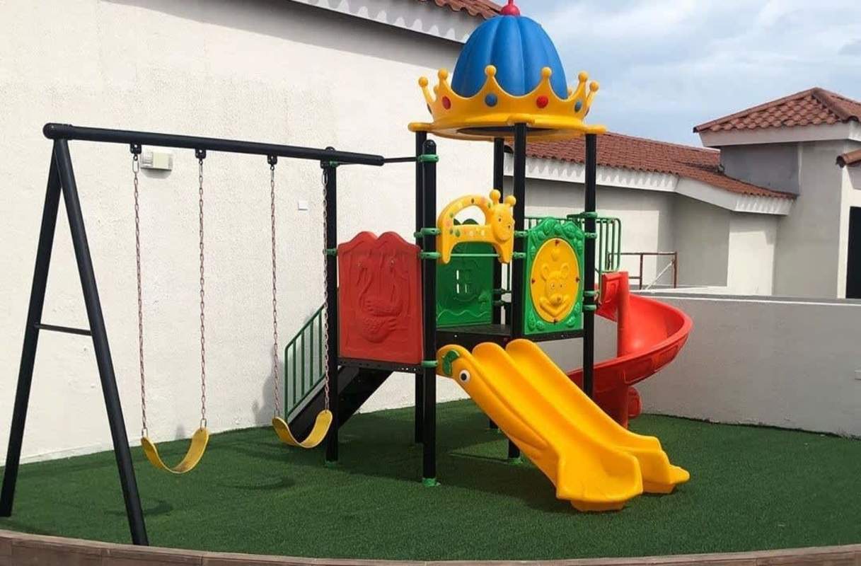 Contemporary bathroom with glass shower and modern sink in Las Acacias new apartment
