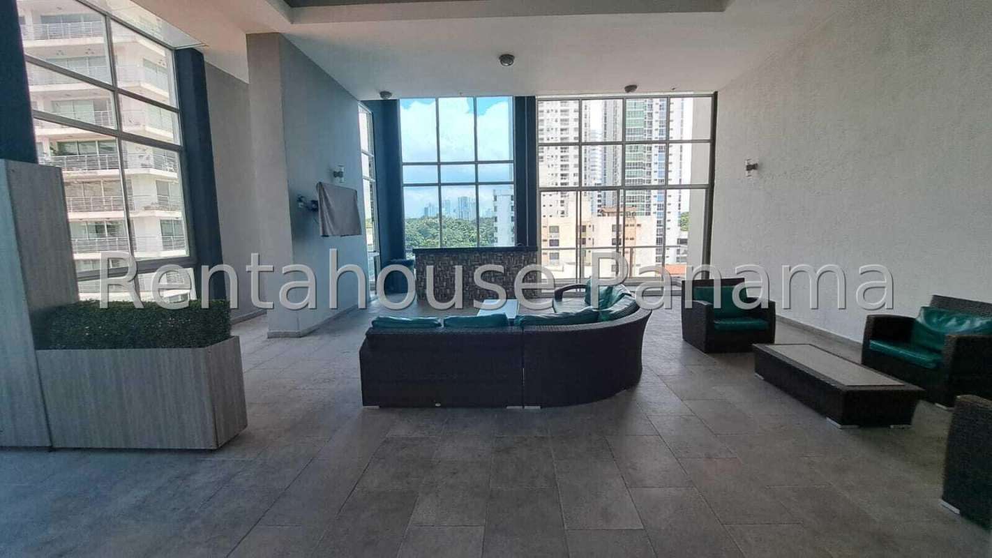 Bright indoor lounge with panoramic views in PH Quartier 74 San Francisco Panama