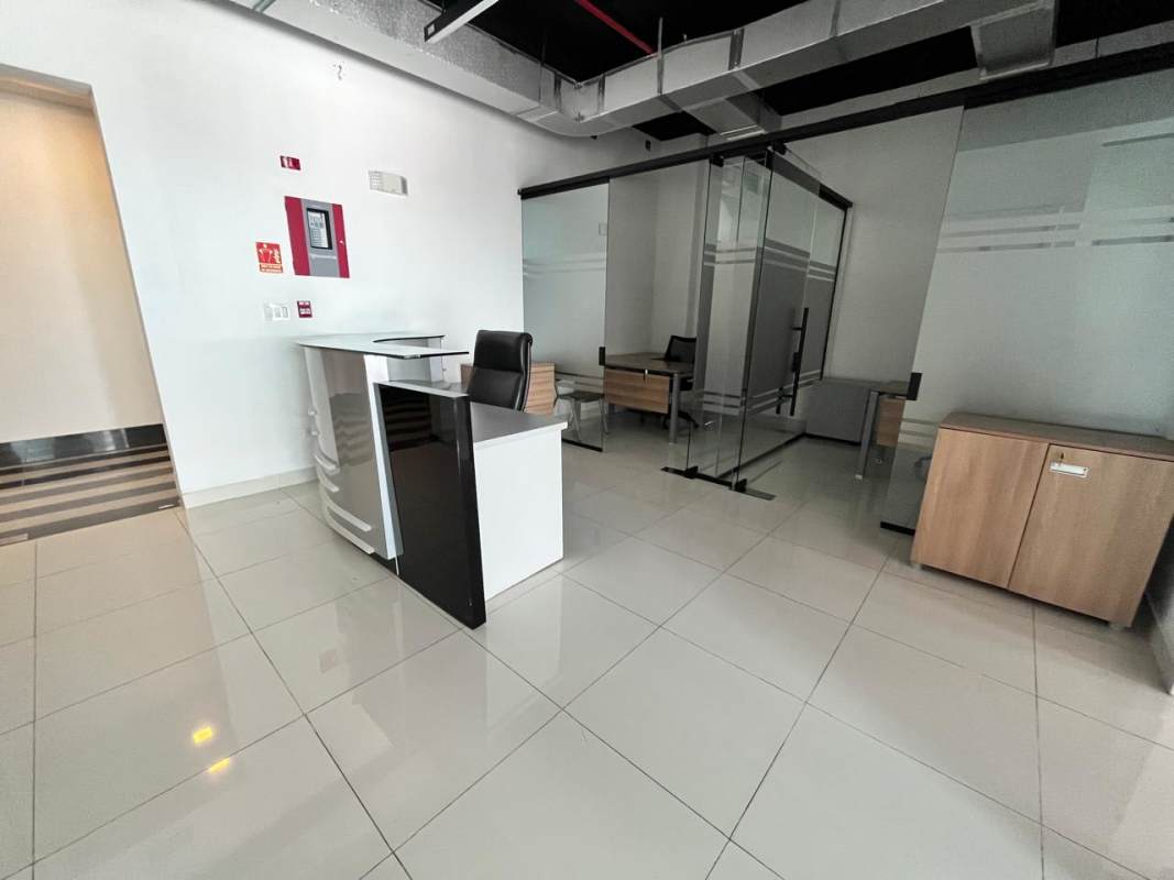 Bright office space with panoramic windows and tiled floors in Costa del Este Panama