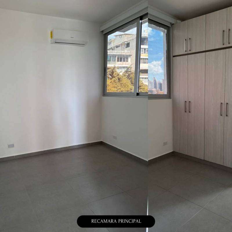 Bright master bedroom with large windows, split AC, built-in closet in PH Signature Point La Cresta Panama