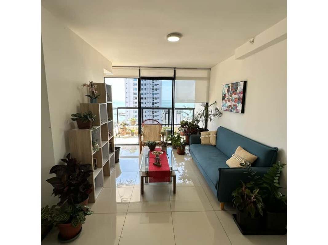Balcony with glass railing offering panoramic bay and skyline views Balboa Bay Panama