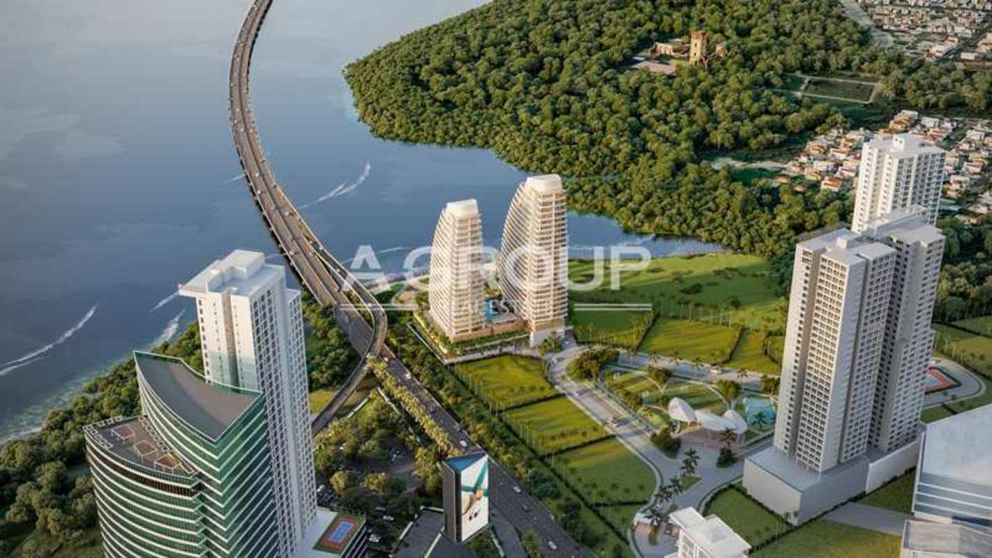 Waterfront infinity pool and beachfront complex at Ipanema Tower Costa del Este Panama