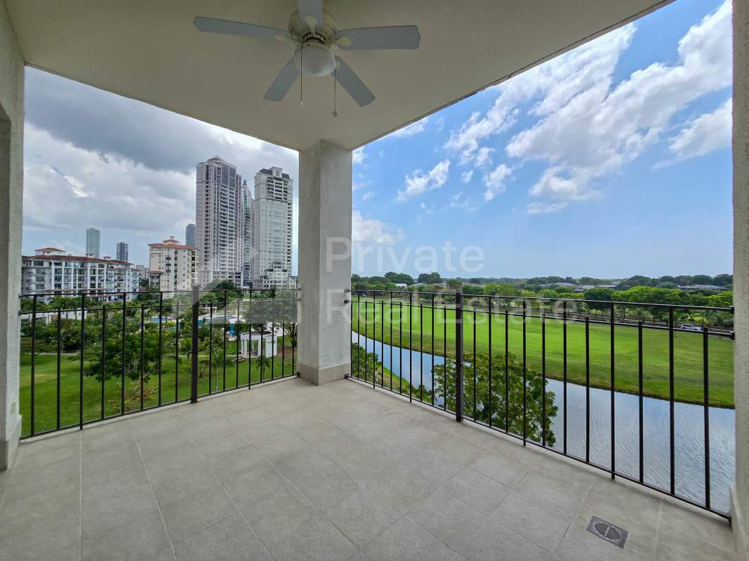 Bathroom with marble vanity and large glass shower in luxury condo The Reserve Panama