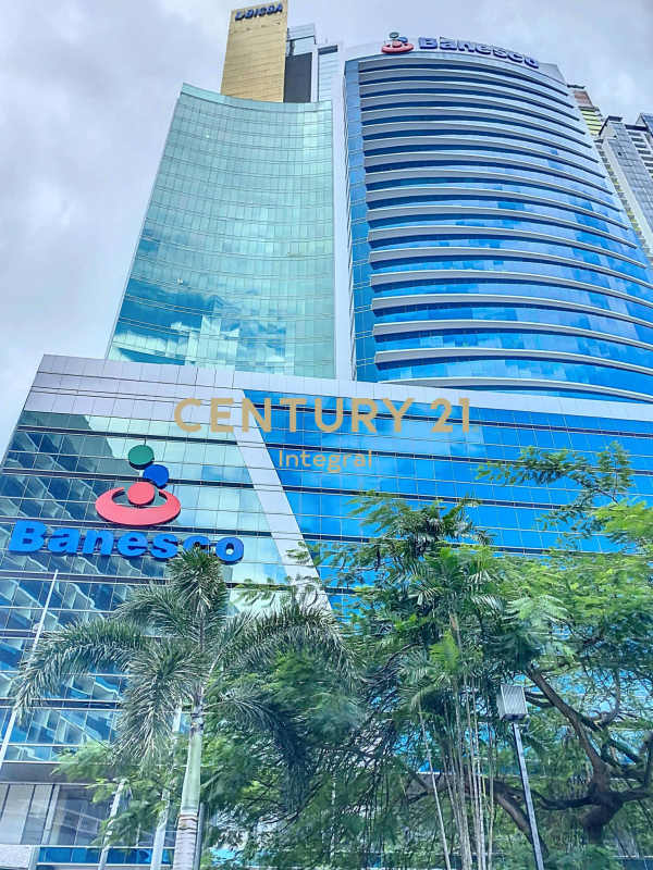 Glass skyscraper Torre Banesco in Marbella commercial district Panama City