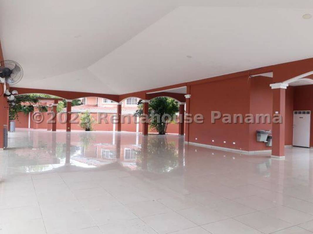 Spacious covered terrace overlooking pool and garden in Costa del Este gated home Panama