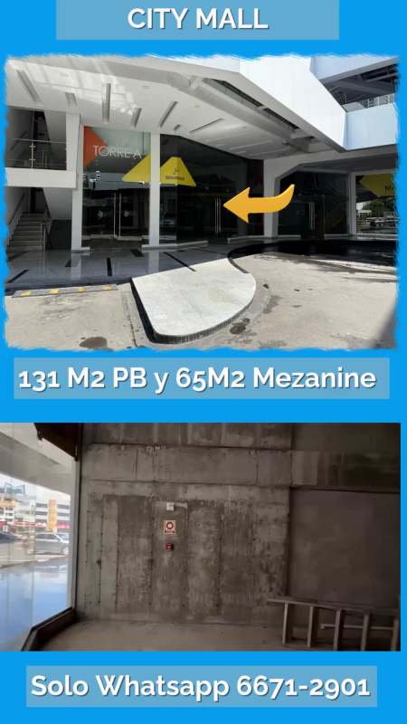 Commercial store unit with large windows at City Mall Via Brasil Obarrio Panama City