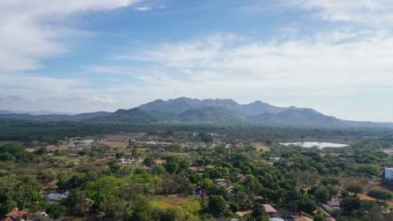 Aerial view of mountains and countryside near Royal Palm Nueva Gorgona Panama