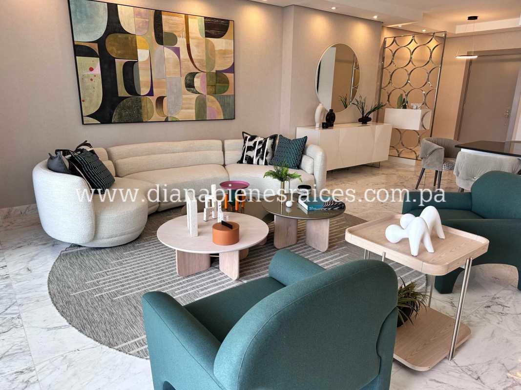 Ample balcony with stunning ocean views in high-rise luxury condo Santa Maria Panama