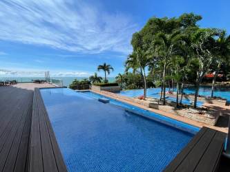 Infinity pool with ocean views and sun loungers PH Royal Palm Gorgona Panama