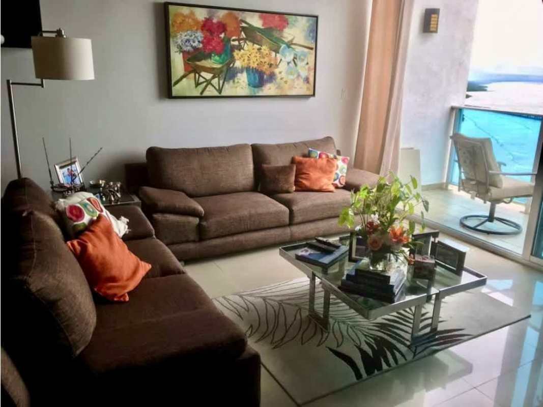 Modern bathroom with glass shower, vanity sink in apartment Coco del Mar Panama