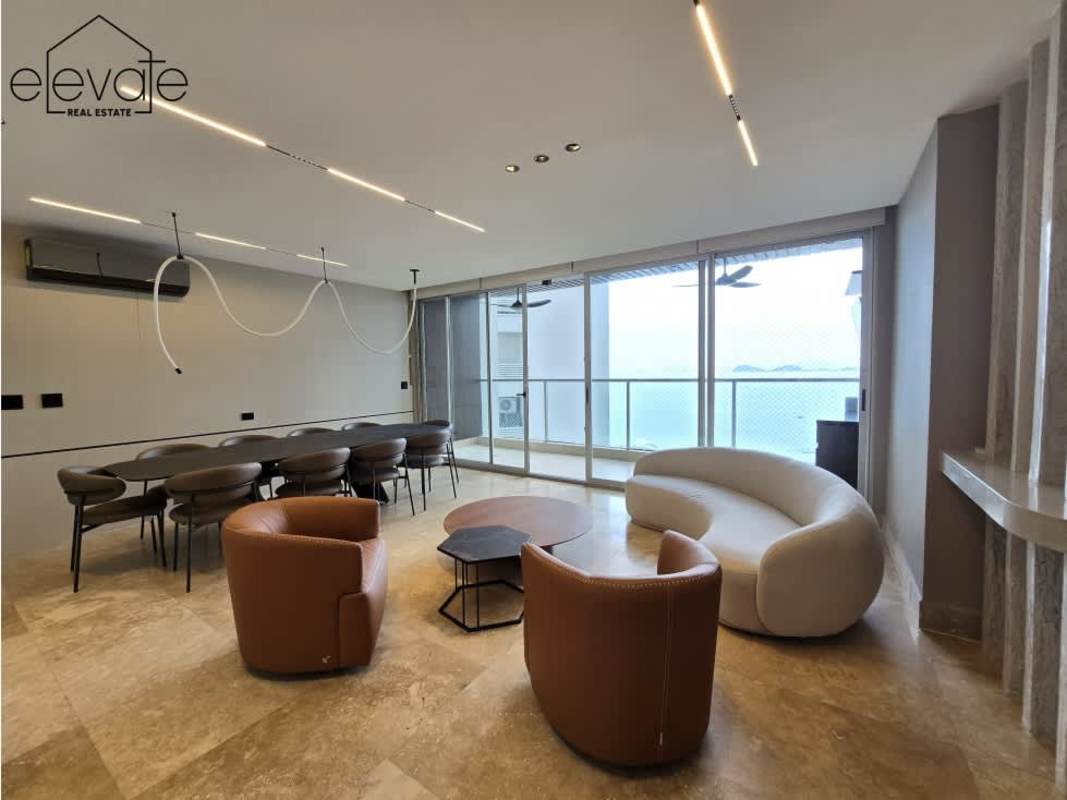 Remodeled gourmet kitchen with quartz countertops and appliances PH Q Tower Punta Pacifica Panama