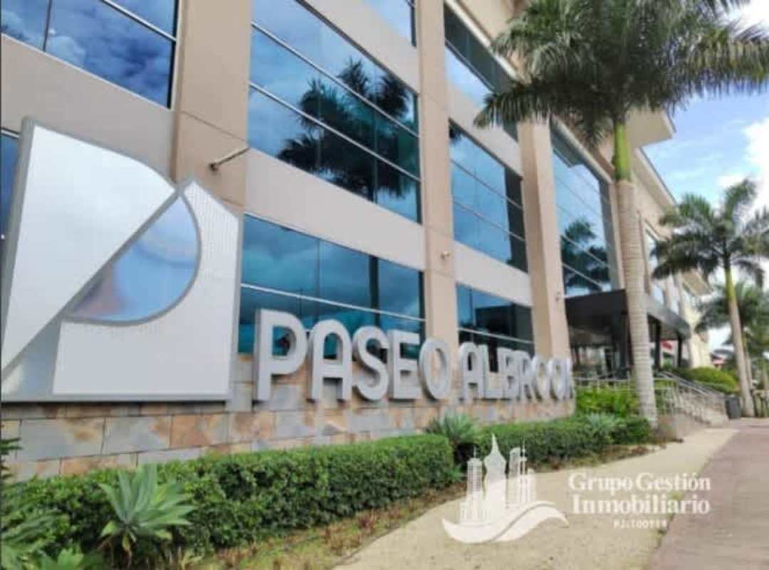 Commercial building Paseo Albrook signage facade palm trees Panama City