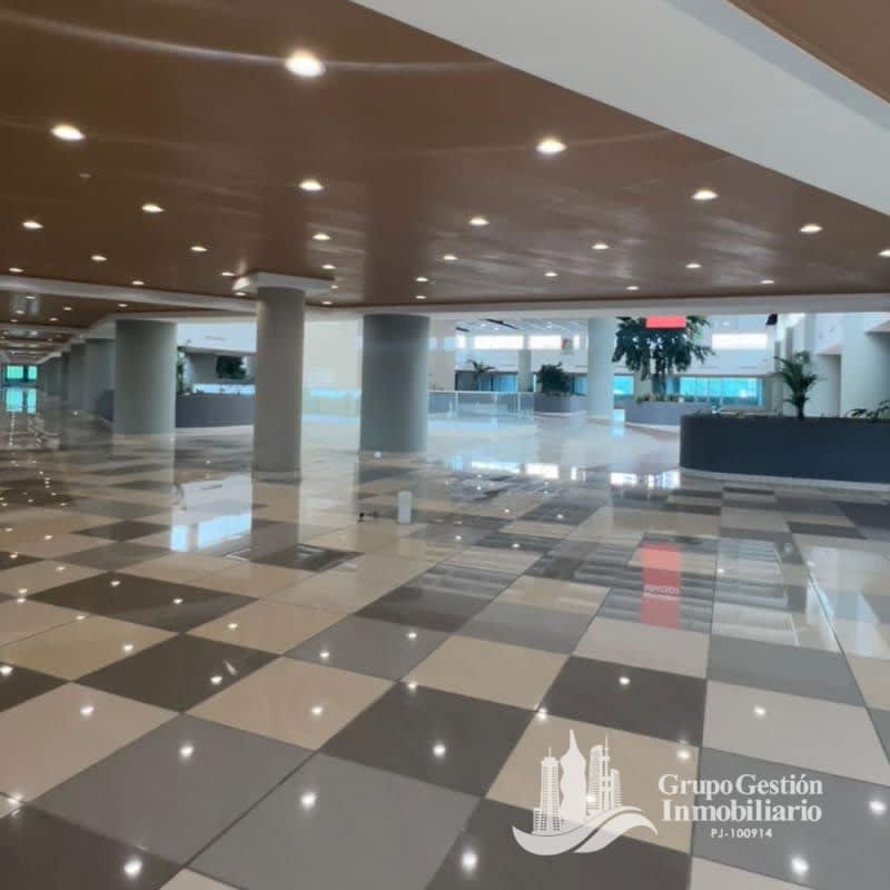 Spacious modern lobby with checkered tile floor in Paseo Albrook Panama