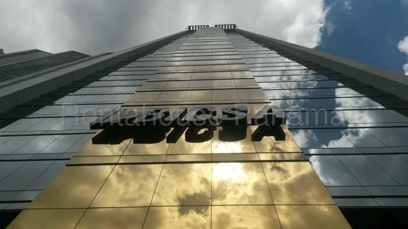 Glass high-rise tower facade BICSA Tower with reflective windows on Avenida Balboa Panama City