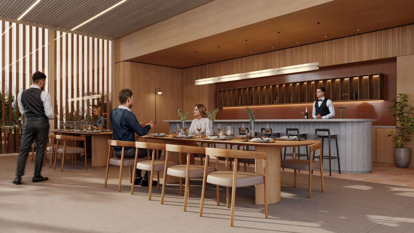 Luxurious open living area with ocean views, glass doors to balcony at PH Ipanema Panama City