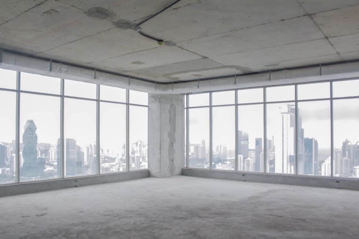 Large open unfinished commercial space with panoramic city and ocean views at BICSA Tower Panama City