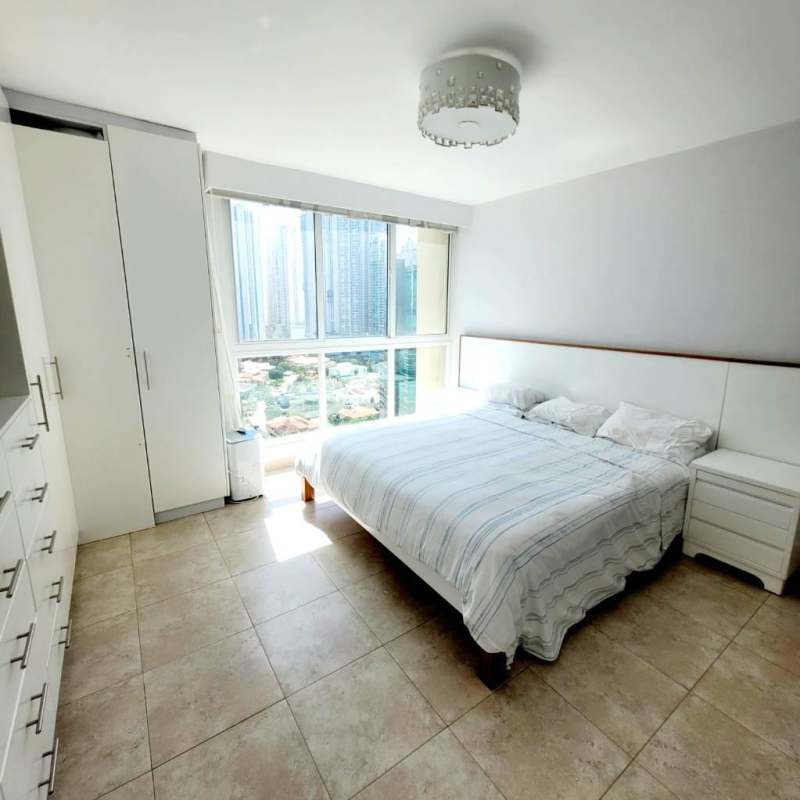 Dining room with modern chandelier tile floors bright Mystic Point Punta Paitilla Panama