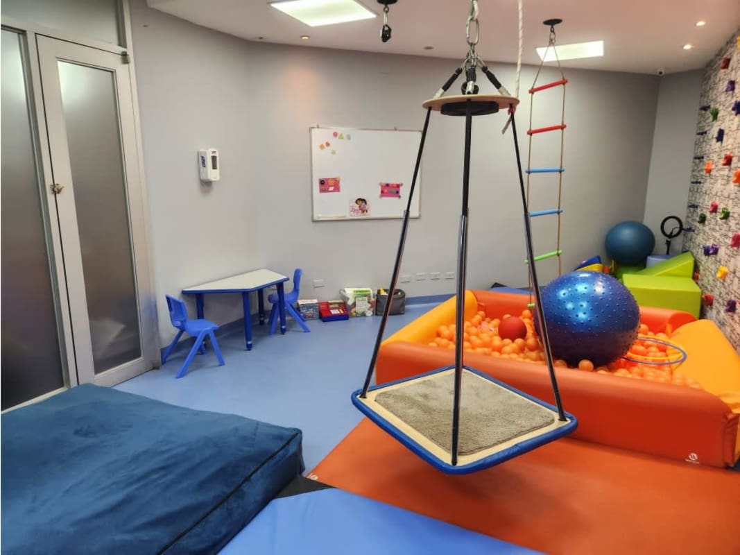 Child play zone with swings ball pit rock climbing wall in commercial property for sale Panama